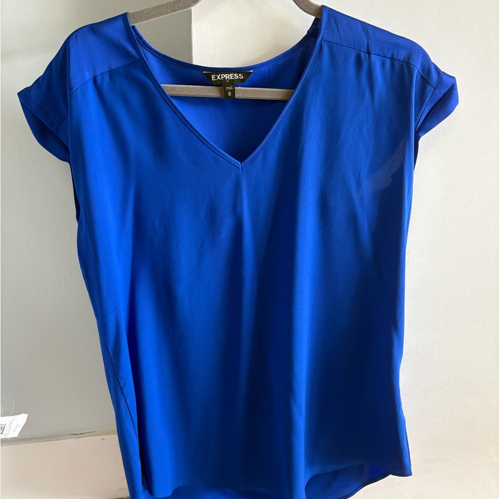 Express Women's Royal Blue V-Neck Blouse